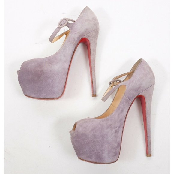 Christian Louboutin sz 36.5 US 6.5 platform ankle strap open toe suede - Picture 6 of 8